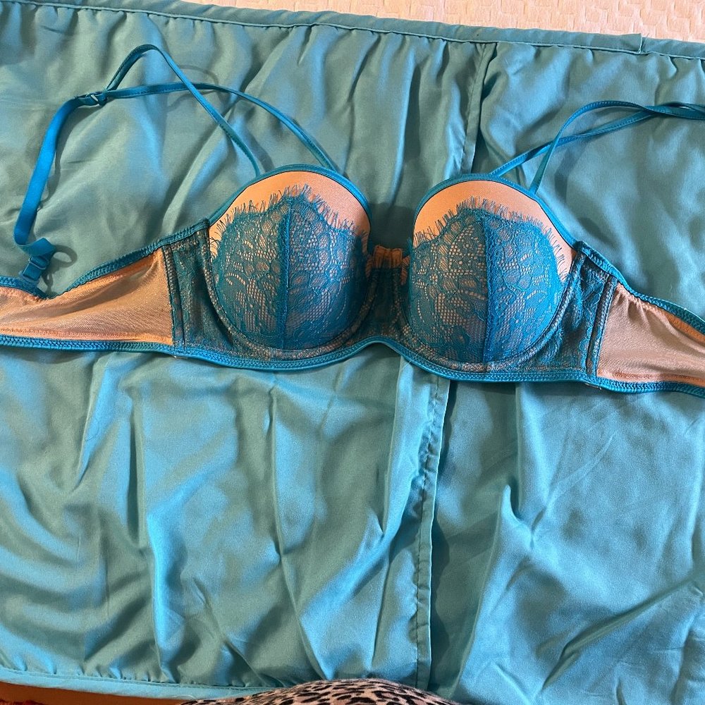 BLUSH Lightly Padded Blue Bra 34D